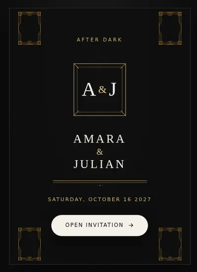 Afterglow · Noir invitation design