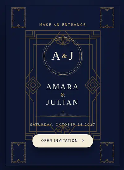Big Entrance · Navy invitation design