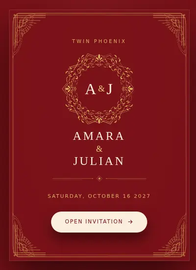 Double Phoenix · Red invitation design