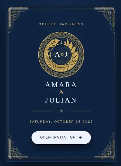 Dragon Phoenix · Blue invitation design