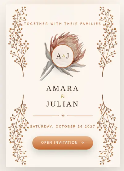 Dried Flower · Orange invitation design