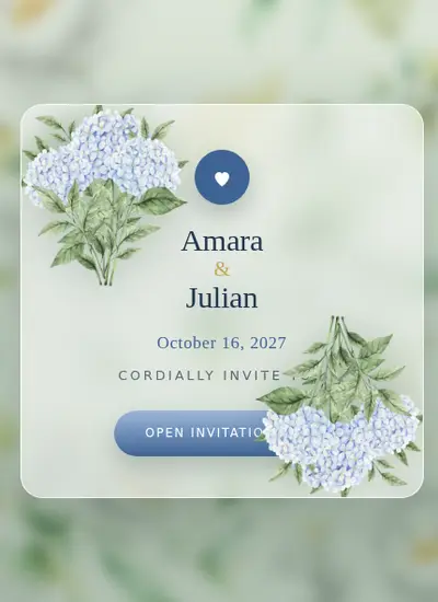 Glass Garden · Blue invitation design