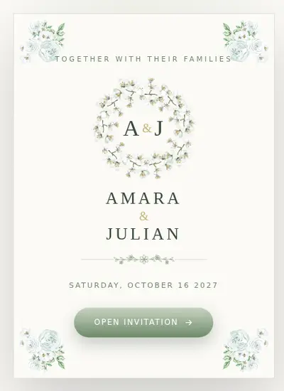 Jasmine · White invitation design
