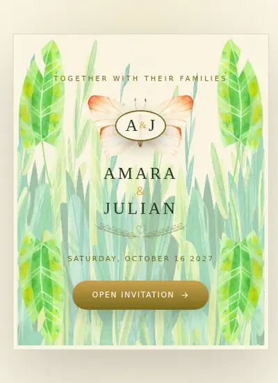 Jungle Butterfly · Amber invitation design
