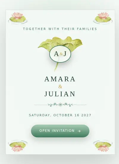 Lotus II · Green invitation design