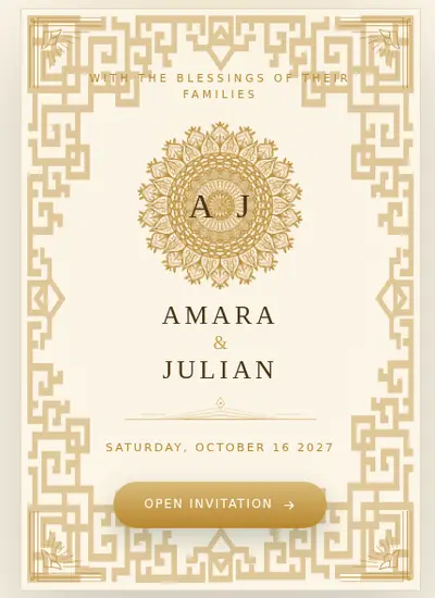 Mahal · Gold invitation design