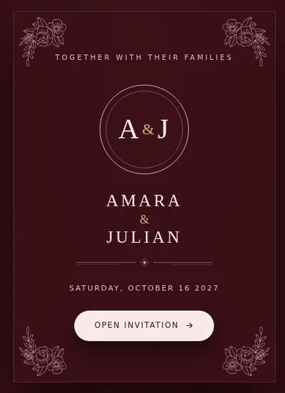 Minimalism · Burgundy invitation design