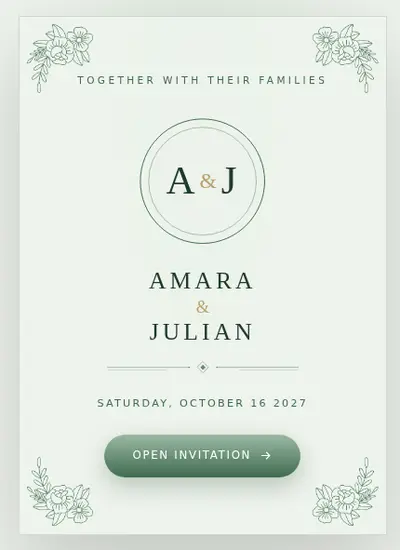 Minimalism · Green invitation design