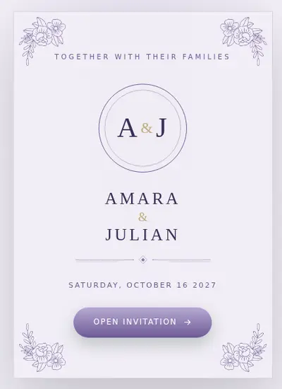Minimalism · Lavender invitation design