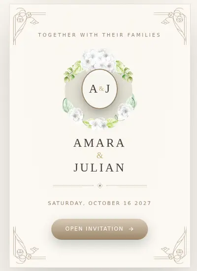 Pearl Garden · Ivory invitation design
