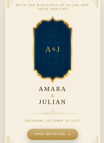 Qasr · Gold invitation design