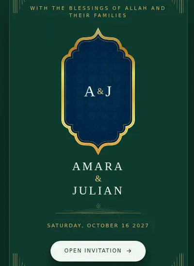 Qasr · Green invitation design
