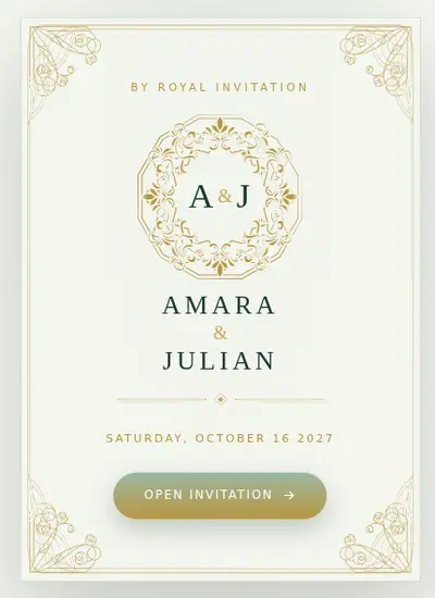 Royal II · Green invitation design
