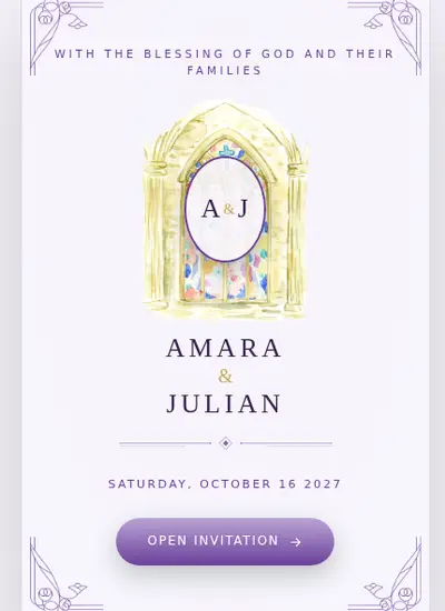 Sacred Union · Amethyst invitation design