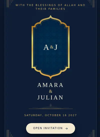Saraya · Gold invitation design