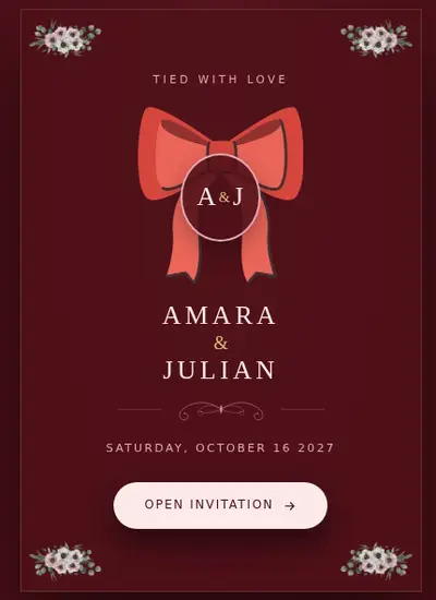 Silk Ribbon · Dark Red invitation design