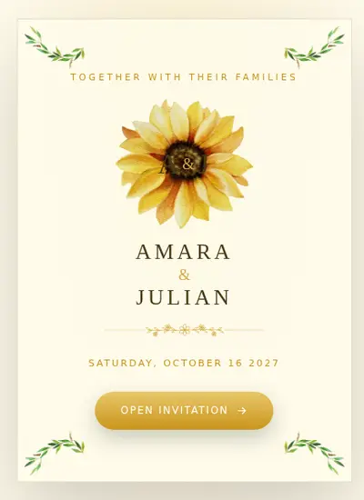 Sunflower · Yellow invitation design