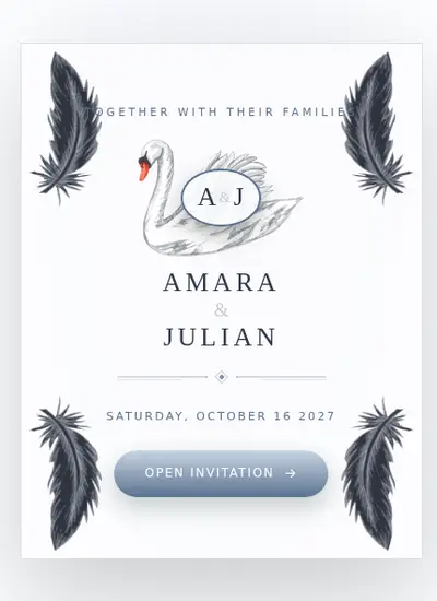 Swan Lake · White invitation design